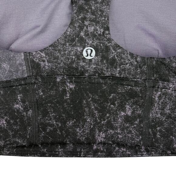 Lululemon Wunder Train Longline Bra In Denim Wash Print Dusky Lavender Black 2 - Picture 7 of 9